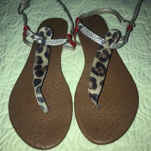 Lane Bryant Cheetah Print & Red Snakeskin Sandals